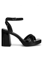 DeeZee Sandały LH24027-1 Czarny. Czarne sandały DeeZee, bez wzorów, z materiału, bez obcasa, na słupku, bez zapięcia. Za 159.99 zł.