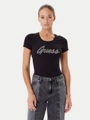Guess T-Shirt W5YI16 J1314 Czarny Regular Fit. Czarne t-shirty Guess, xs, z aplikacjami, z bawełny, bez kołnierzyka, bez ramiączek. Za 179.99 zł.