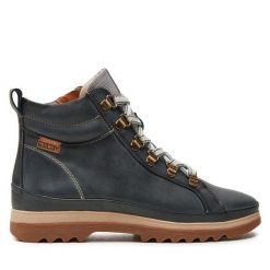 Botki Pikolinos. Niebieskie botki Pikolinos, bez wzorów, bez obcasa, na płaskiej podeszwie, bez zapięcia. Za 559.99 zł.