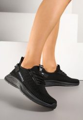 Czarne Buty Sportowe Sneakersy Ozdobione Tłoczeniem i Napisami Odalene. Czarne buty sportowe lifestyle Renee, bez wzorów, z jeansu, bez zapięcia. W wyprzedaży za 55.99 zł.