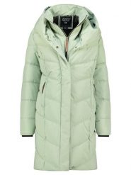 Geographical Norway Płaszcz zimowy "Djamila" w kolorze jasnozielonym rozmiar: S. Zielone płaszcze Geographical Norway, na zimę, s, bez wzorów, z puchu, bez kaptura. Za 316.86 zł.
