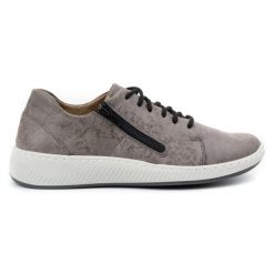 WASAK Półbuty damskie sneakersy skórzane 0602W szare kwiaty. Szare półbuty wsuwane na jesień, bez wzorów, ze skóry, bez obcasa. Za 408.14 zł.