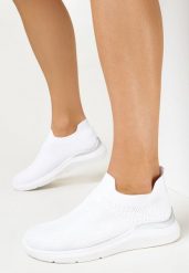 Białe Wsuwane Buty Sportowe z Elastyczną Cholewką Leyna. Białe buty sportowe lifestyle Born2be, na lato, bez wzorów, sportowe, bez zapięcia. W wyprzedaży za 71.99 zł.