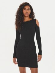 Guess Sukienka dzianinowa W4YK08 Z3FF0 Czarny Regular Fit. Czarne sukienki Guess, xl, z aplikacjami, z dzianiny, bez kołnierzyka, bez ramiączek. Za 599.99 zł.