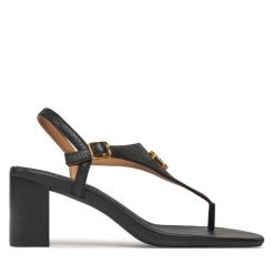 Sandały LAUREN RALPH LAUREN. Czarne sandały Lauren Ralph Lauren, bez wzorów, bez obcasa, na słupku, bez zapięcia. Za 469.99 zł.