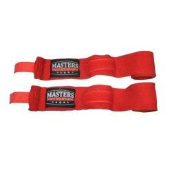 Elastyczny Bandaż Bokserski (zestaw 2 Sztuk). Czerwone paski MASTERS, bez wzorów, sportowe. Za 35.99 zł.
