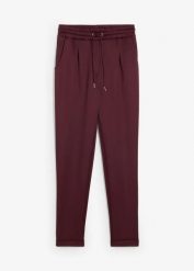 Spodnie chino z materiału scuba. Czerwone chinosy bonprix, bez wzorów. Za 109.99 zł.