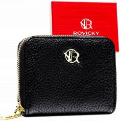Portfel czarny Rovicky R-PRK-02-F19. Czarne portfele ROVICKY, bez wzorów, ze skóry ekologicznej. Za 48.99 zł.