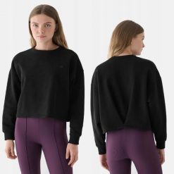 BLUZA DAMSKA 4F BAWEŁNIANA NIEROZPINANA BEZ KAPTURA TSWSF1305 KOLOR CZARNY. Czarne bluzy z kapturem 4f, l, bez wzorów, z bawełny, bez kaptura, do biegania. Za 58.43 zł.