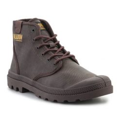 Buty Palladium Pampa Hi Coated U 74375-249-M Dark Cocoa brązowe. Brązowe buty treningowe na jesień, bez wzorów, z gumy, bez zapięcia. Za 544.84 zł.