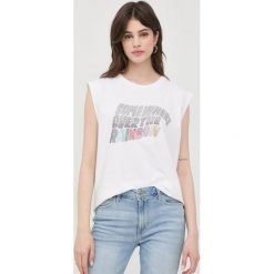 Silvian Heach top bawełniany kolor biały. Białe topy Silvian Heach, l, bez wzorów, z bawełny, bez kołnierzyka, bez ramiączek. W wyprzedaży za 154.99 zł.