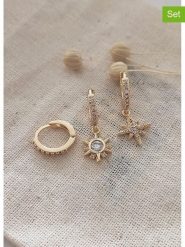 Atelier MIU Pozłacane kolczyki-kreole (3 szt.) z cyrkoniami rozmiar: onesize. Żółte kolczyki atelier MIU, z cyrkonią, pozłacane. Za 56.95 zł.