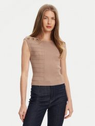 Guess Bluzka W5YR12 Z0130 Brązowy Regular Fit. Brązowe bluzki Guess, xxl, z aplikacjami, z syntetyku, bez kołnierzyka, bez ramiączek. Za 399.99 zł.