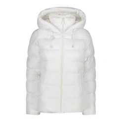Kurtka puchowa z kapturem z efektem 3D dla kobiet CMP. Białe kurtki CMP, bez wzorów, z puchu, sportowe, z kapturem. W wyprzedaży za 524.99 zł.