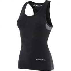 Damski tank top Macron Performance++. Czarne topy Macron, bez wzorów, sportowe, bez kołnierzyka, bez ramiączek. Za 264.50 zł.