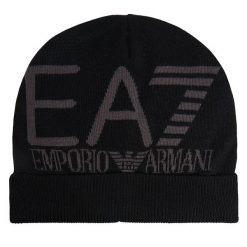 Czapka EA7 Emporio Armani. Czarne czapki zimowe EA7 Emporio Armani, bez wzorów. Za 149.99 zł.