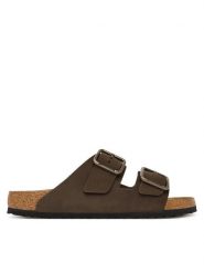 Birkenstock Klapki Arizona Wire Buckle 1032761 Beżowy ciemny. Brązowe klapki Birkenstock, bez wzorów, z nubiku, bez obcasa, bez zapięcia. Za 674.99 zł.