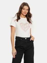 Guess T-Shirt V5RI08 J1314 Écru Slim Fit. T-shirty Guess, s, z aplikacjami, z bawełny, bez kołnierzyka, bez ramiączek. Za 129.99 zł.