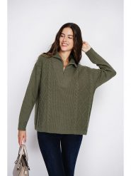 William de Faye Sweter w kolorze khaki rozmiar: 42. Brązowe swetry William de Faye, bez wzorów, z kaszmiru, klasyczne, bez ramiączek. Za 182.72 zł.