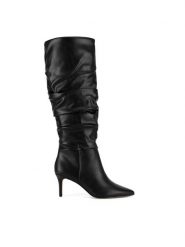 Nine West Kozaki WFA2872-1 Czarny. Czarne kozaki Nine West, bez wzorów, z materiału, bez obcasa, na szpilce, bez zapięcia. Za 349.99 zł.