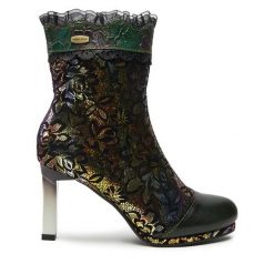 Botki Laura Vita. Zielone botki LAURA VITA, bez wzorów, bez obcasa, na słupku, bez zapięcia. Za 279.99 zł.