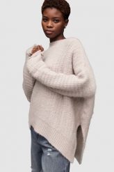 AllSaints sweter wełniany damski kolor różowy lekki. Czerwone swetry AllSaints, l, bez wzorów, z materiału, bez ramiączek. Za 929.99 zł.