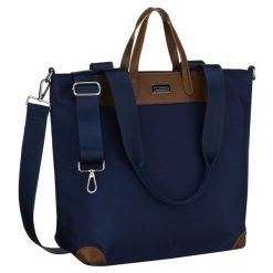 Duża, granatowa shopperka damska, jednokomorowa, zawieszona na uchwytach i doczepianym pasku Peterson PTN CTY-16. Torebki klasyczne Peterson, bez wzorów, ze skóry ekologicznej, duże, bez dodatków. Za 79.99 zł.