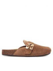 Tory Burch Klapki Mellow Mule 154446 Brązowy. Brązowe klapki Tory Burch, bez wzorów, ze skóry, bez obcasa, bez zapięcia. Za 1,439.00 zł.