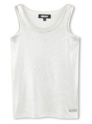 DKNY Top w kolorze białym rozmiar: 140. Białe topy DKNY, bez wzorów, bez kołnierzyka, bez ramiączek. Za 100.99 zł.