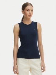 Tommy Hilfiger Top WW0WW47806 Granatowy Slim Fit. Niebieskie topy Tommy Hilfiger, m, bez wzorów, z bawełny, bez kołnierzyka, bez ramiączek. Za 129.99 zł.