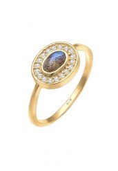 Elli Damski Vintage Precious z cyrkoniami, kryształami i labradorytem w pozłacanym srebrze 925 Sterling Silver Pierścionki 1 ct. Szare pierścionki Elli, z cyrkonią, pozłacane. Za 248.99 zł.