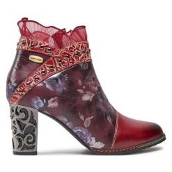 Botki Laura Vita. Czerwone botki LAURA VITA, bez wzorów, bez obcasa, na słupku, bez zapięcia. Za 299.99 zł.
