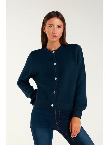 Tamba Kardigan w kolorze granatowym rozmiar: 36/38. Niebieskie swetry Tamba, bez wzorów, z wełny, bez ramiączek. Za 149.66 zł.
