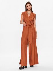 TWINSET Kombinezon 231TT2777 Brązowy Regular Fit. Brązowe sukienki Twinset, bez wzorów, z wiskozy, bez kołnierzyka, bez ramiączek. Za 719.99 zł.