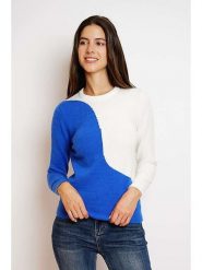 William de Faye Sweter w kolorze niebiesko-białym rozmiar: 42. Niebieskie swetry William de Faye, bez wzorów, z kaszmiru, klasyczne, bez ramiączek. Za 130.99 zł.