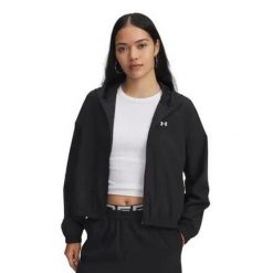 Kurtka Under Armour Rival Woven Hoody. Czarne kurtki Under Armour, bez wzorów, bez kaptura. Za 249.99 zł.