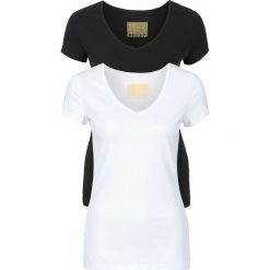T-shirt damski z dekoltem w serek (2 szt.) bonprix biały + czarny. T-shirty marki 4f. Za 49.98 zł.