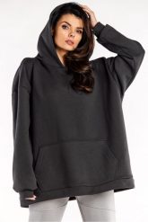 Bluza oversize z kapturem bawełniana grafit. Bluzy Infinite You, l, bez wzorów, z bawełny, eleganckie, bez ramiączek, z kapturem. Za 259.00 zł.