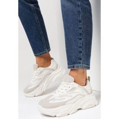 Beżowe Sneakersy Mortier. Brązowe buty sportowe lifestyle Born2be, z aplikacjami, z dresówki, sportowe, z okrągłym noskiem, przed kostkę, bez zapięcia. W wyprzedaży za 112.49 zł.