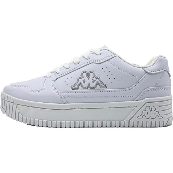 Buty sportowe Sneakersy damskie, Emela. Białe buty sportowe lifestyle Kappa, bez wzorów, z gumy, bez zapięcia, trekkingowe. Za 149.99 zł.