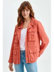TATUUM Lniana kurtka w kolorze koralowym rozmiar: 38. Czerwone kurtki Tatuum, bez wzorów, ze lnu, bez kaptura. Za 322.45 zł.