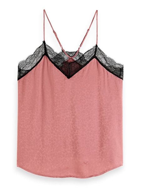 Scotch & Soda Top w kolorze jasnoróżowym rozmiar: 42. Różowe topy sportowe Scotch & Soda, bez wzorów, z koronki. Za 87.61 zł.