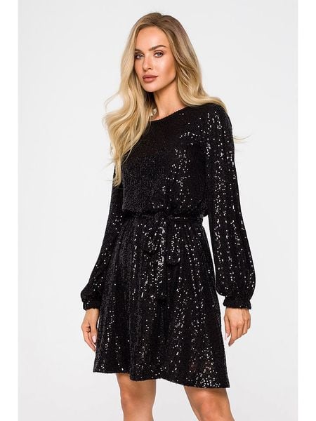 Made of emotion Sukienka w kolorze czarnym rozmiar: L. Czarne sukienki Made Of Emotion, l, bez wzorów, bez kołnierzyka, bez ramiączek, mini. Za 229.99 zł.