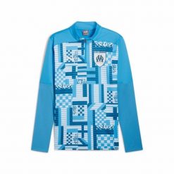 Bluza treningowa z zamkiem błyskawicznym 1/4 OM Prematch 2024/25. Niebieskie bluzy bez kaptura Puma, l, bez wzorów, z materiału, bez kaptura, na fitness i siłownię. Za 317.00 zł.