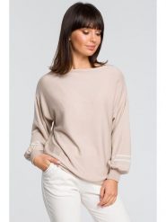 Be Wear Sweter w kolorze beżowym rozmiar: onesize. Brązowe swetry Be Wear, bez wzorów, ze splotem, bez ramiączek. Za 163.45 zł.