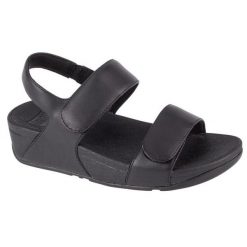 Sandały FitFlop Lulu FV8-090 czarne. Czarne sandały bez wzorów, z gumy, sportowe, bez obcasa, bez zapięcia. Za 481.08 zł.