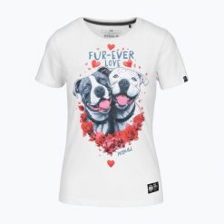 Koszulka damska Pitbull Fur Ever Love. Białe t-shirty sportowe PITBULL, l, bez wzorów, bez ramiączek. Za 79.99 zł.