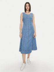 United Colors Of Benetton Sukienka jeansowa 4SULDV087 Niebieski Regular Fit. Niebieskie sukienki United Colors Of Benetton, xs, bez wzorów, z bawełny, bez kołnierzyka, bez ramiączek. Za 599.99 zł.
