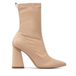 Botki Eva Minge. Brązowe botki Eva Minge, bez wzorów, bez obcasa, na słupku, bez zapięcia. Za 399.99 zł.