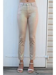 Bleu d'Azur Spodnie "Anoa" w kolorze beżowym rozmiar: 38. Brązowe spodnie materiałowe Bleu d'Azur, w ażurowe wzory, z materiału, klasyczne, z standardowym stanem. Za 158.10 zł.